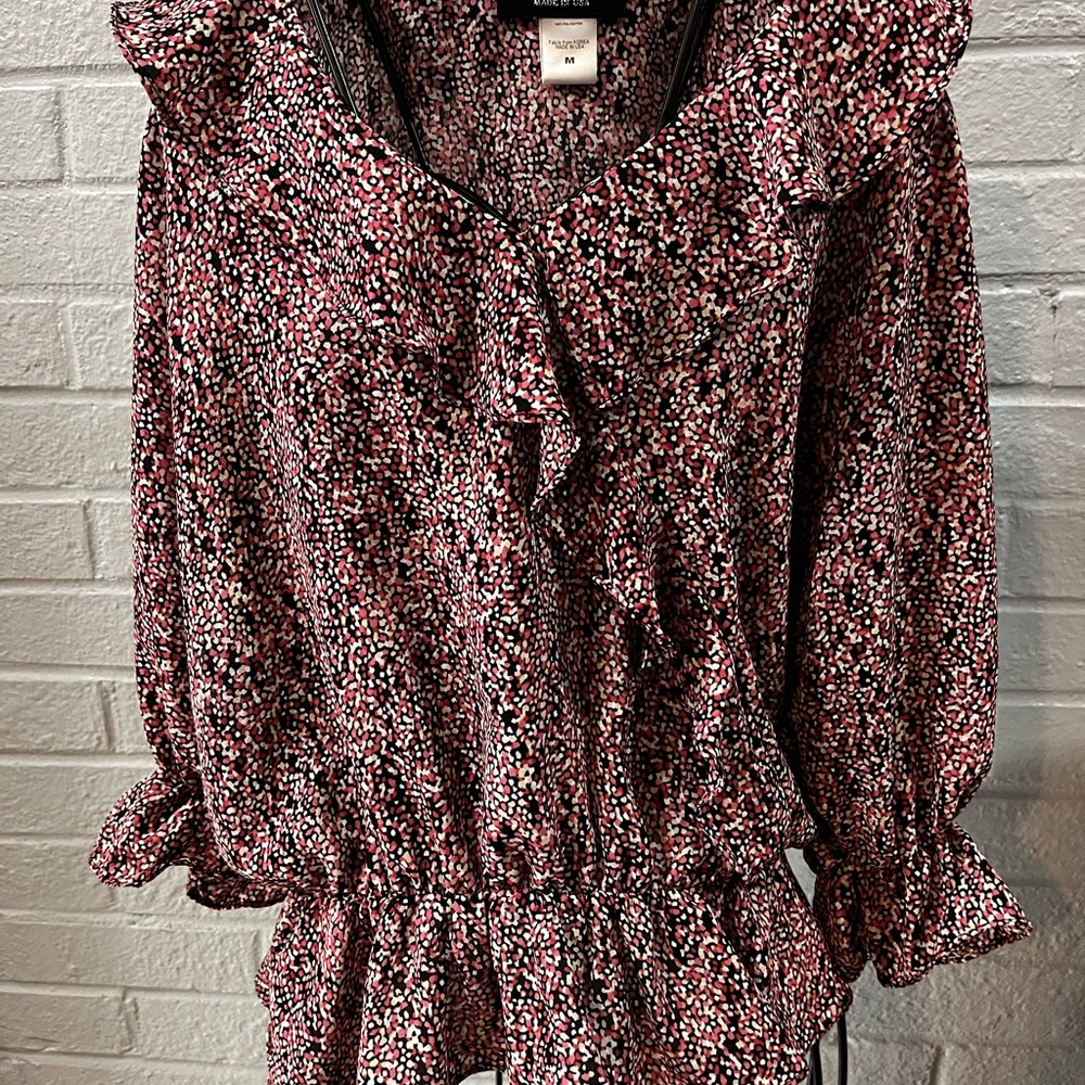 Renee C. Women's Ruffled Blouse - Black and Pink